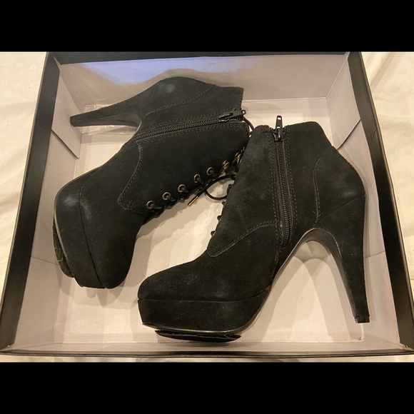 INC Black Suede 4inch heel booties - Picture 5 of 8